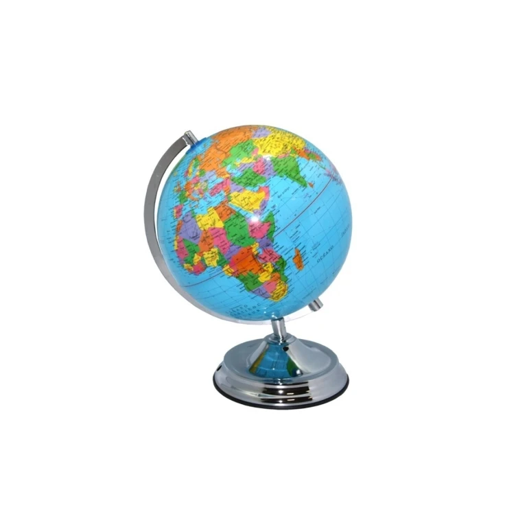 Esfera geográfica bismark com Meridiano 25cm - Cartografia Política Política - Muy Robust Metalic Base - Azul Color