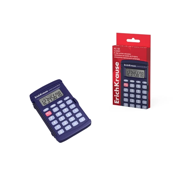 Erichkrause PC -131 Classic Bolsillo Calculadora Controle LCD de 8 Digitos - Azul Color Oscuro