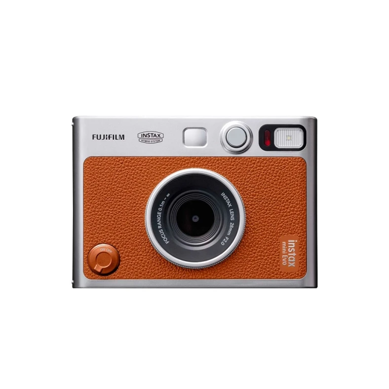 Fujifilm Instax Mini Evo Camara InstantAnea Hibrida - Tamaño de Imagen 62x46mm -expejo Para Selfies - Exposição automatica - Morron Color