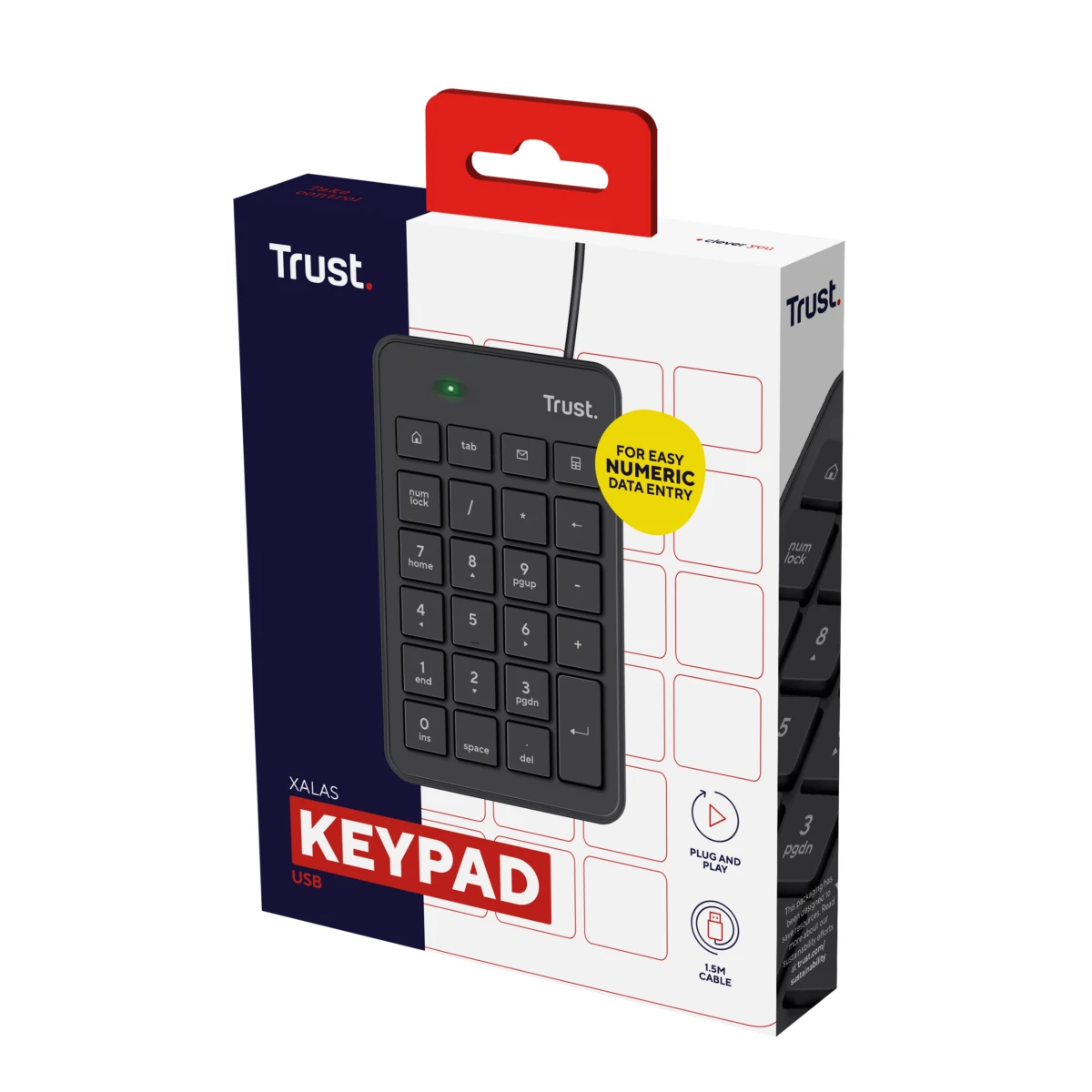 Trust 22221 teclado numérico Laptop/PC USB Preto