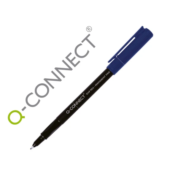 Marcador q-connect retoprojecao ponta fibra super fina redonda 0.5 mm permanente azul - 10 unidades