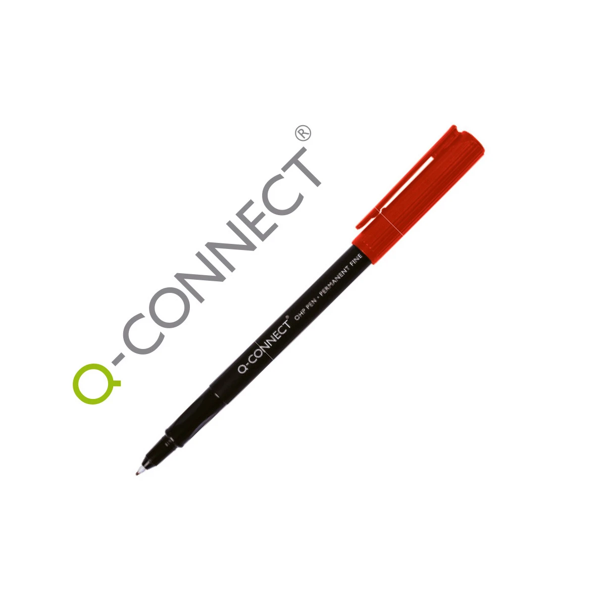 Marcador q-connect retoprojecao ponta fibra super fina redonda 0.5 mm permanente vermelho - 10 unidades