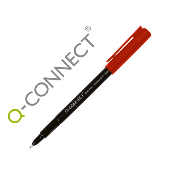 Marcador q-connect retoprojecao ponta fibra super fina redonda 0.5 mm permanente vermelho - 10 unidades