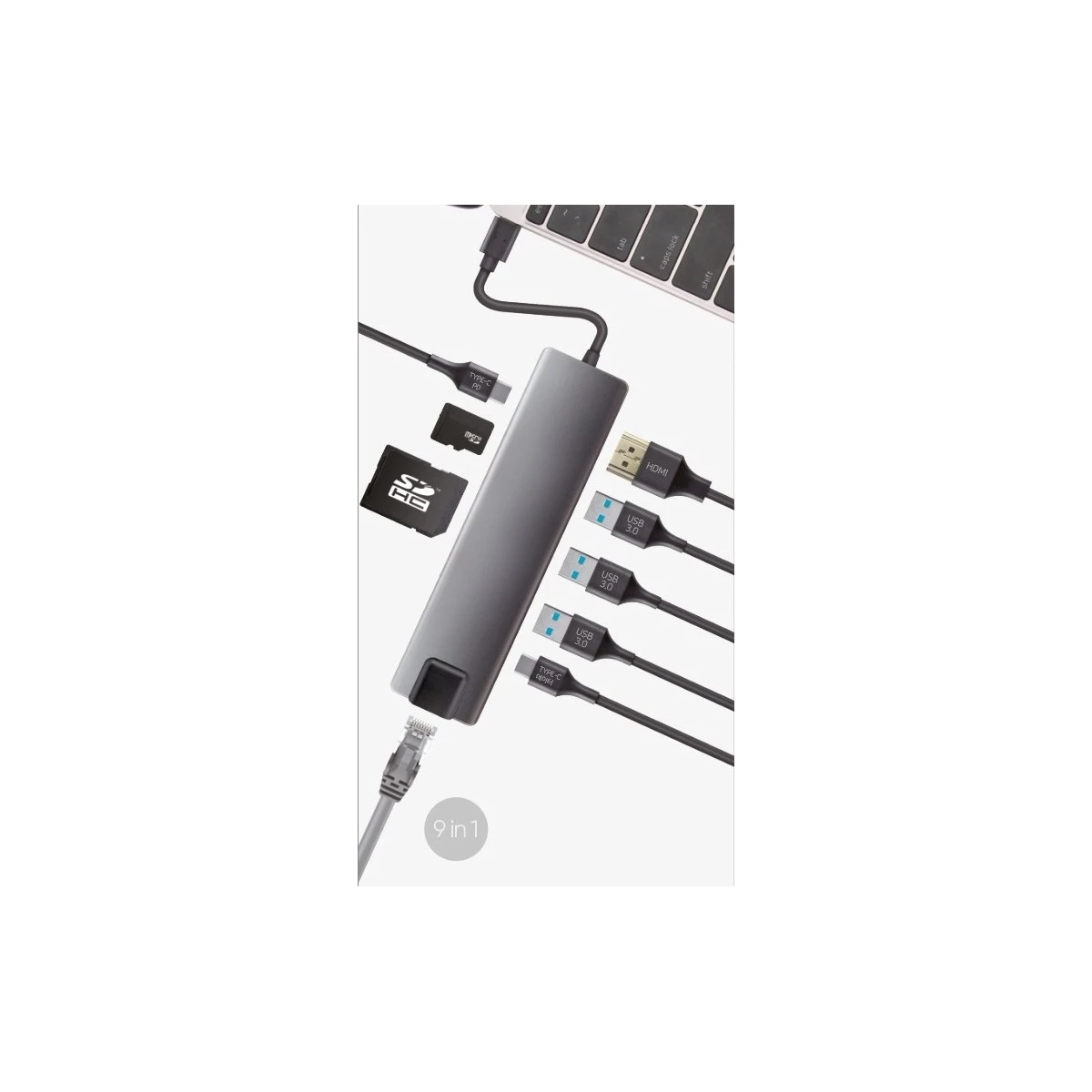 CoolBox COO-DOCK-01 base & duplicador de portas Com fios USB 3.2 Gen 1 (3.1 Gen 1) Type-C Cinzento