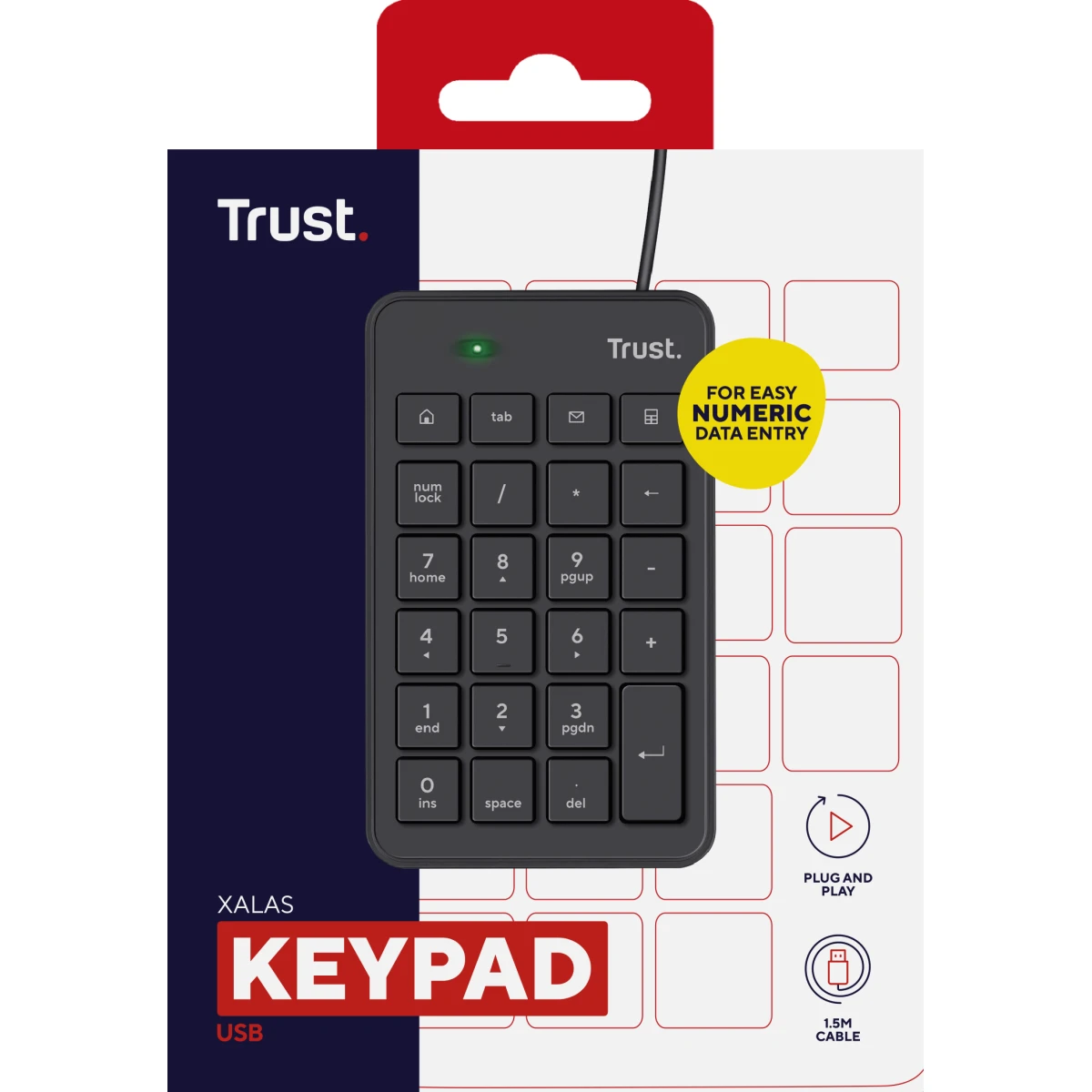 Trust 22221 teclado numérico Laptop/PC USB Preto