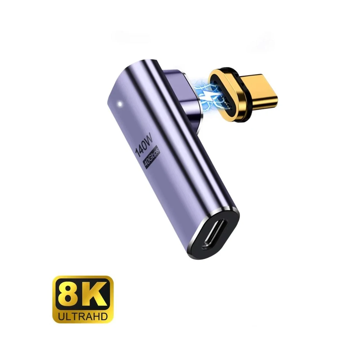 USB4 Type C female to type C male ThunderboltT3/4 angled and magnetic adapter, PD 100W, Video 8K@60Hz, 40Gbps