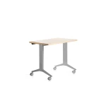 Mesa de escritorio rocada 120x60cm com tabuleiro rebativel 90 acabamento fd01 aluminio/faia