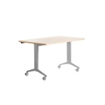 Mesa de escritorio rocada 140x80cm com tabuleiro rebativel 90 acabamento fd01 aluminio/faia
