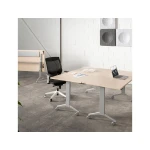 Mesa de escritorio rocada 140x80cm com tabuleiro rebativel 90 acabamento fd02 aluminio/cinza
