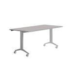 Mesa de escritorio rocada 160x80cm com tabuleiro rebativel 90 acabamento fd02 aluminio/cinza