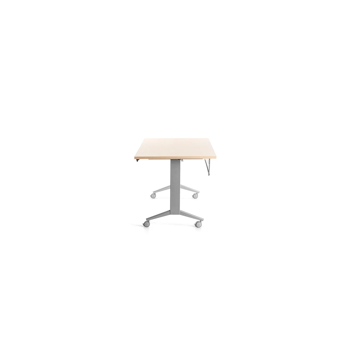 Mesa de escritorio rocada 180x80cm com tabuleiro rebativel 90 acabamento fd01 aluminio/faia