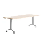 Mesa de escritorio rocada 180x80cm com tabuleiro rebativel 90 acabamento fd01 aluminio/faia