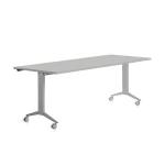 Mesa de escritorio rocada 180x80cm com tabuleiro rebativel 90 acabamento fd02 aluminio/cinza