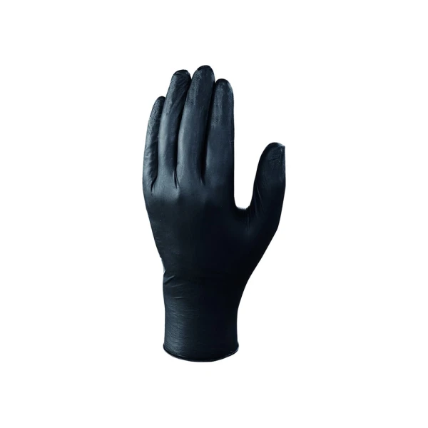 Guantes de nitrilo deltaplus quimico desechable no empolvado talla 6/7 color negro caja de 100 unidades