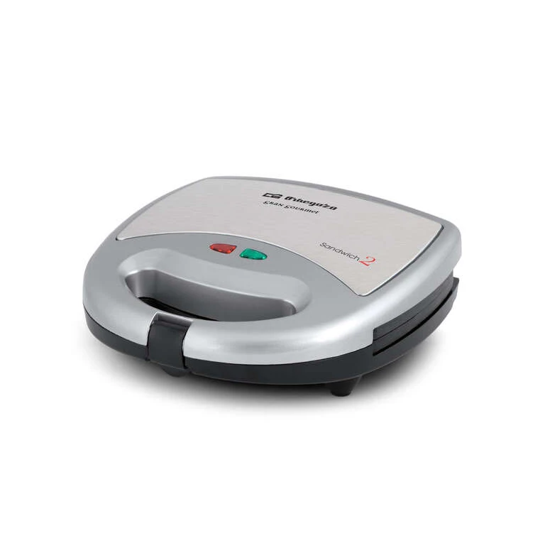 Sanduicheira compacta Orbegozo SW 6000 - para 2 sanduíches - Revestimento antiaderente - Controle de temperatura - Potência 800W - Design compacto e fácil armazenamento