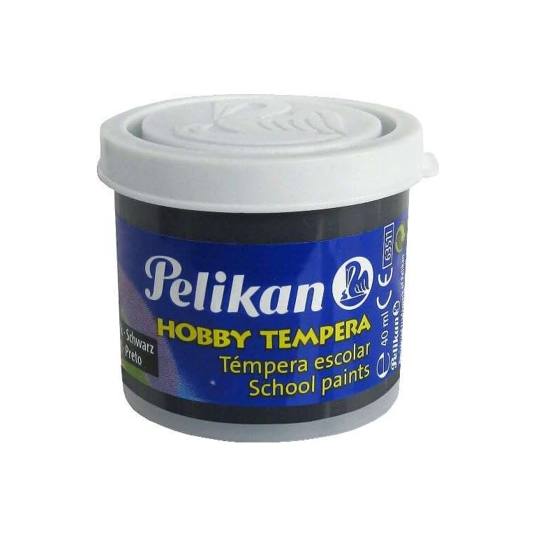 Frasco Escolar Pelikan Tempera 40ml - Fácil de Lavar - Ideal para Projetos Escolares - Cor Preto