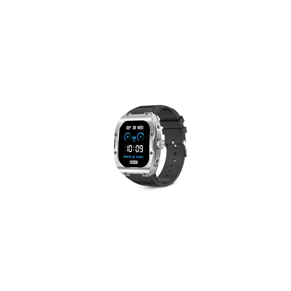 KSIX Hero SmartWatch - Tela Amoed 1.95? Amoed - Autonomia a 7 dias - Modos deporta y salud, llamadas, asitant de voz - ip68 - cor preta