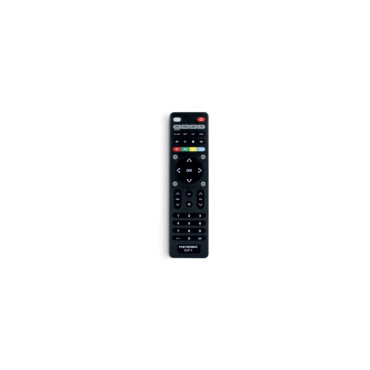 Metronic Mando a Distância Universal Zap 4 evo 5 para TV + TDT + SAT + DVD - Cor preta