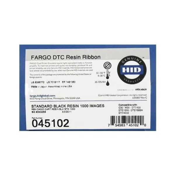 FARGO HID DTC1000 DTC1250 ORIGINAL TERMICA TERMICA NEGRO NEGRO 1.000p + Rota Limpieza - 045102