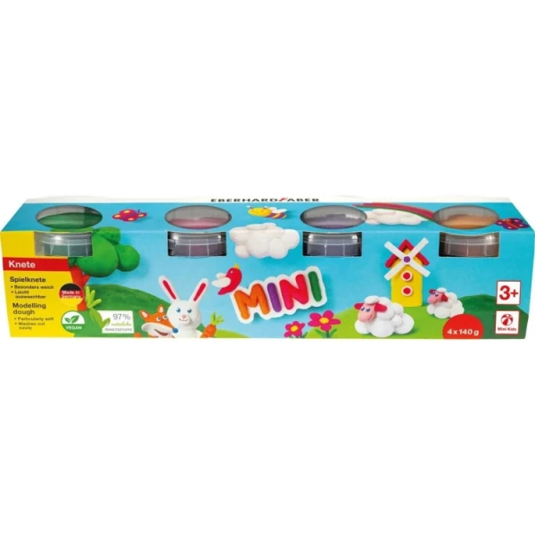 Eberhard Faber Mini Kids Pack com 4 botas 140g de pasta de moldagem - 97% de ingredientes naturais - cores Naranja, Morado, Rosa e Verde