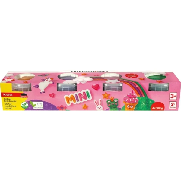 Eberhard Faber Mini Kids Pack com 4 botas 100g de pasta de moldagem - 97% Ingredientes naturais - cores brilhantes Naranja, Morado, Rosa e Verde