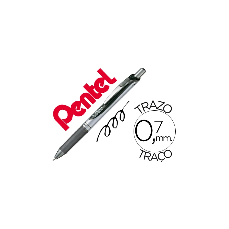 Roller pentel bl77 0,7 mm energel rectractil preto - 12 unidades