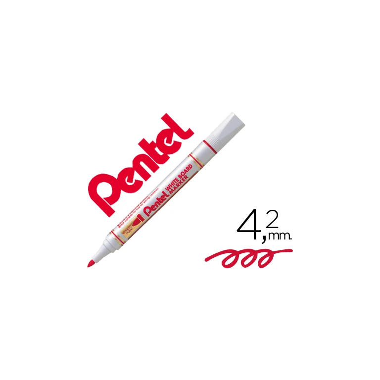 Marcador pentel mw85 quadros brancos 4,2 mm vermelho - 12 unidades