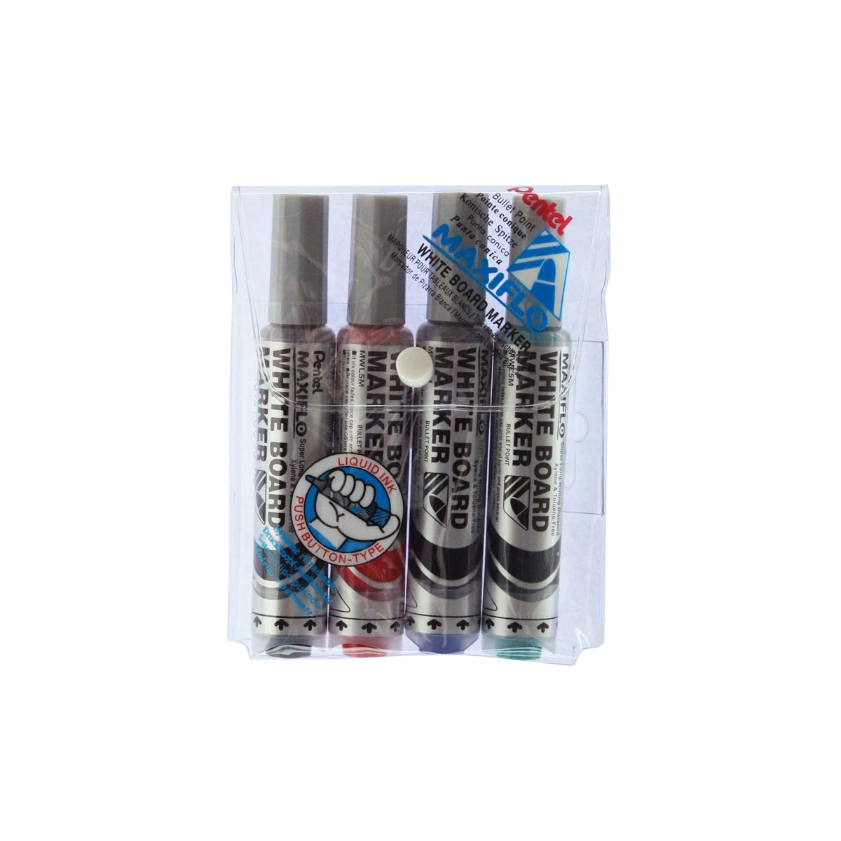 Bolsa com 4 marcadores pentel mwl5m quadri br maxiflo - 12 unidades