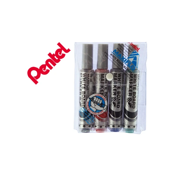 Bolsa com 4 marcadores pentel mwl5m quadri br maxiflo - 12 unidades