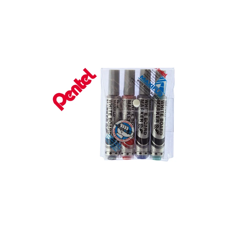 Bolsa com 4 marcadores pentel mwl5m quadri br maxiflo - 12 unidades