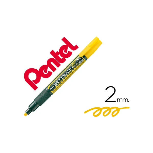 Marcador pentel giz smw26 wet erase amarelo - 12 unidades