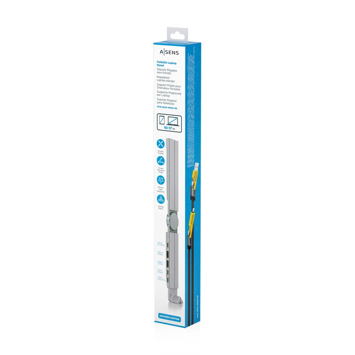 AISENS ASUC-4P021-GR base & duplicador de portas Com fios USB 3.2 Gen 1 (3.1 Gen 1) Type-C Cinzento
