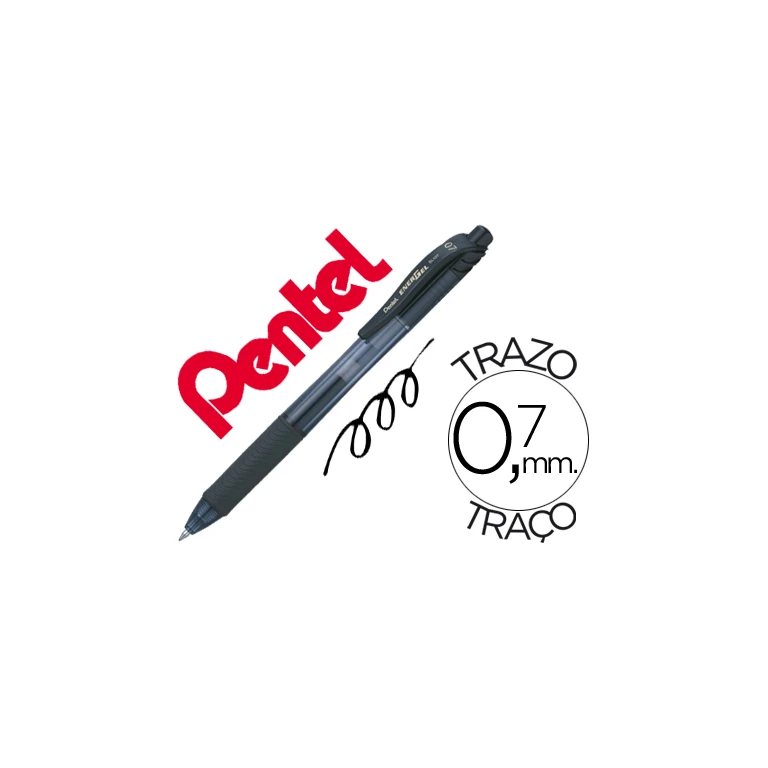 Roller pentel energel bl107 0,7mm preto - 12 unidades