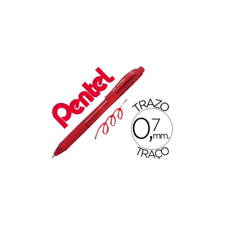 Roller pentel energel bl107 0,7mm vermelho - 12 unidades