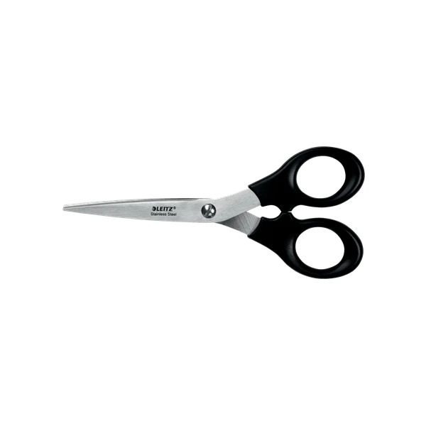 Leitz 54230095 tesoura para papel Tesouras de escritório Corte a direito Preto, Aço inoxidável