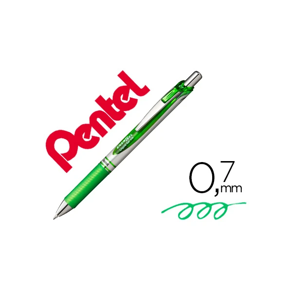 Roller pentel bl77 0,7 mm energel retratil verde claro - 12 unidades