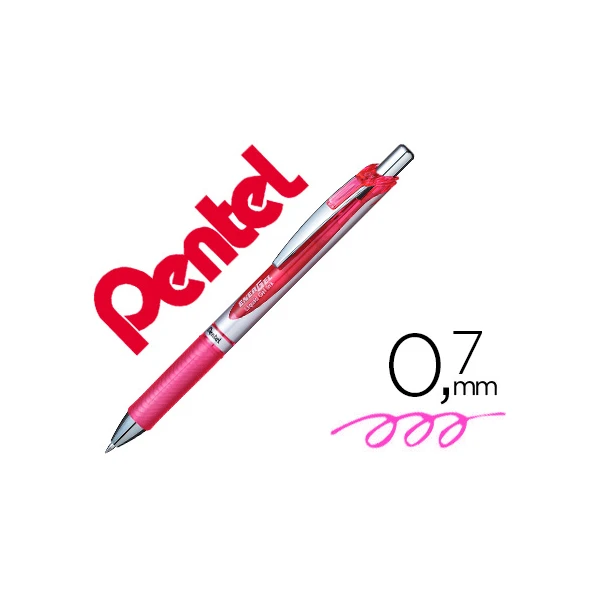 Roller pentel bl77 0,7 mm energel retratil rosa - 12 unidades