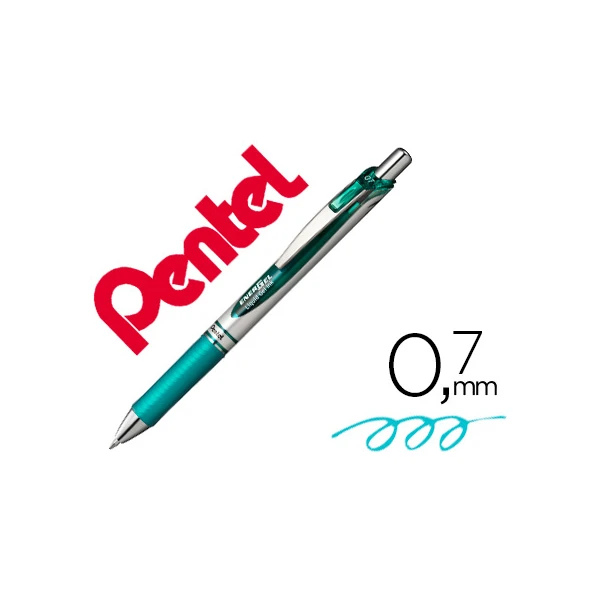Roller pentel bl77 0,7 mm energel retratil azul turquesa - 12 unidades